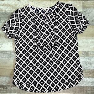 41 Hawthorn Blue & White Blouse from Stitch Fix with Grommets - Size S